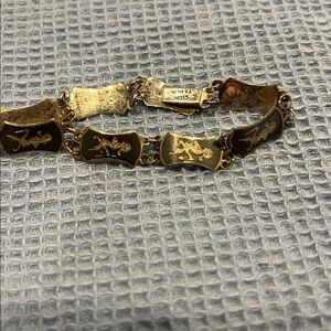 Vintage Siam sterling  silver niello bracelet 
With traditional Thai dancers